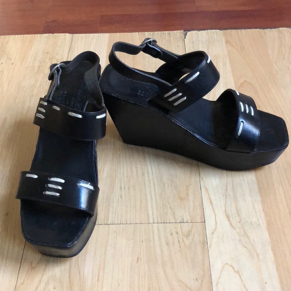 Robert Clergerie Black wedge sandals